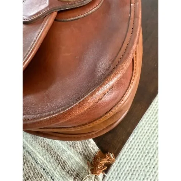 Vintage 90s Coach Prairie Bag 9954 British Tan Leather Flap Turnlock Crossbody B - Picture 9 of 14